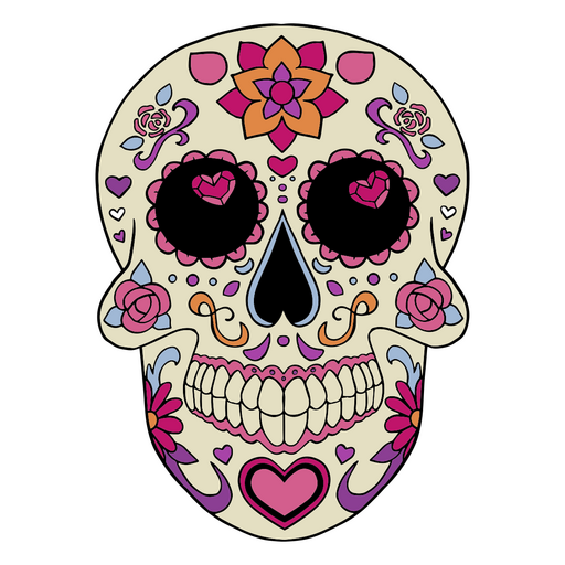 Catrina em rosa e cora?es Desenho PNG