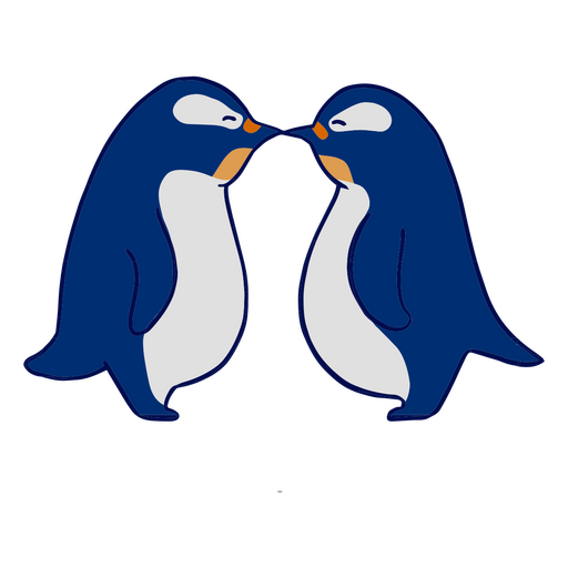 Two cute penguins kissing PNG Design