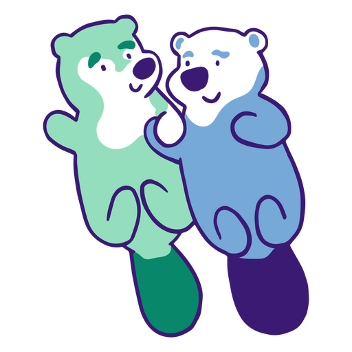 Cute otters holding hands PNG Design