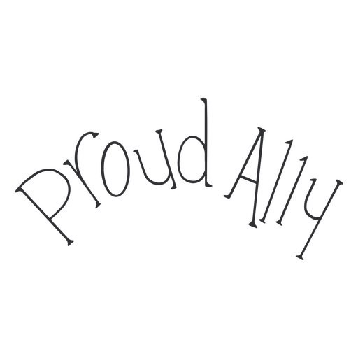 Proud ally simple lettering PNG Design