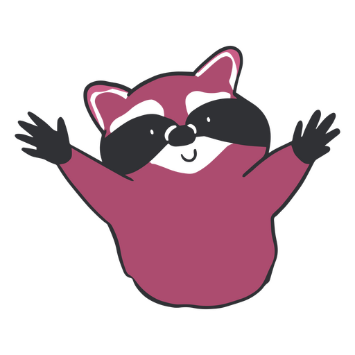 Pink raccoon with its arms outstretched PNG Design