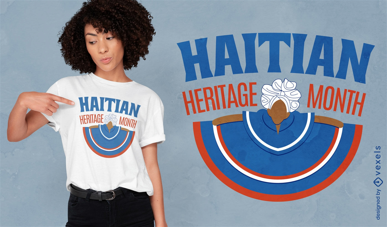 Dise?o de camiseta del mes de la herencia haitiana.