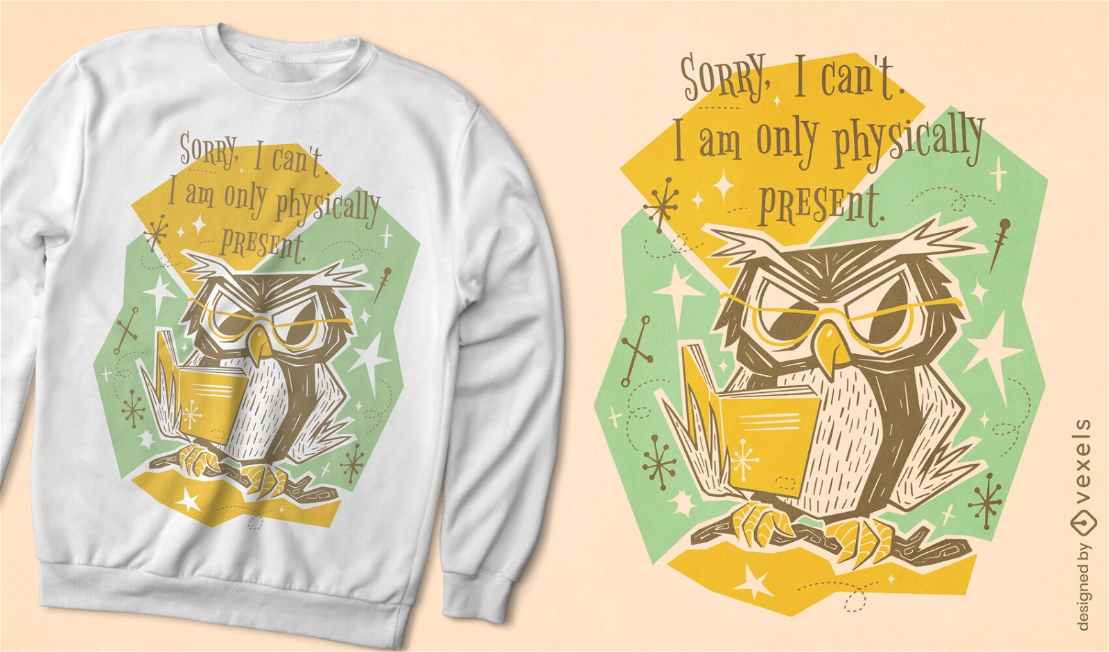 Reading owl t-shirt design