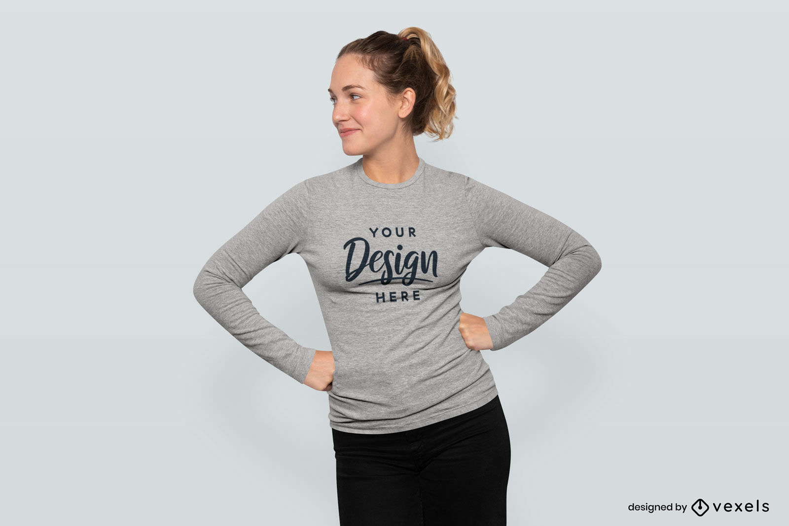 Blonde woman long sleeve t-shirt mockup