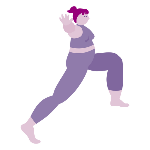 Una mujer con un traje morado est? haciendo una pose de yoga Diseño PNG