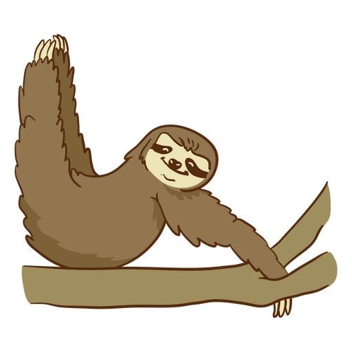 Preguiça sentada em um galho Desenho PNG