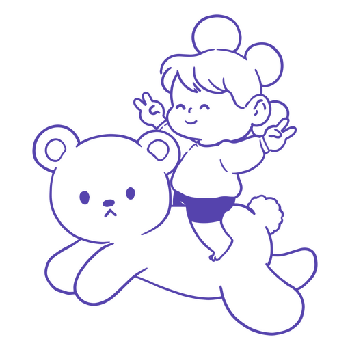 Silhouette eines Mädchens, das auf einem Teddybär reitet PNG-Design