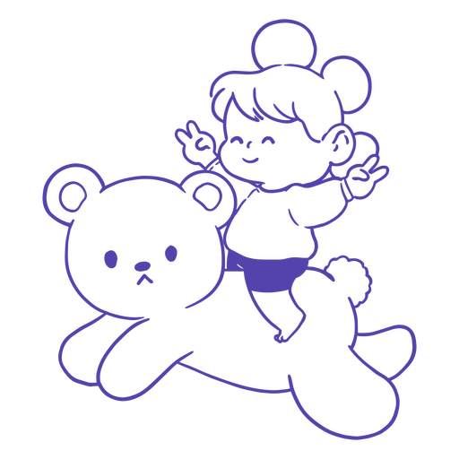 Silhouette of a girl riding a teddy bear PNG Design