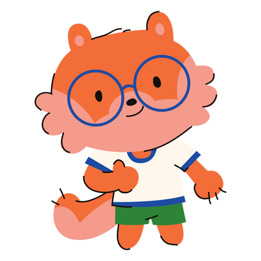 Cartoon bear wearing glasses and a t - shirt PNG Design