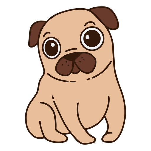 Cão pug de desenho animado sentado Desenho PNG