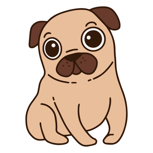 Cartoon pug dog sitting down PNG Design