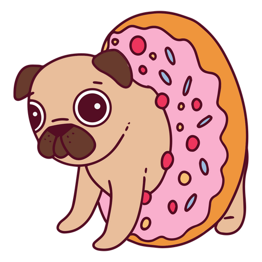 Cão Pug com um donut Desenho PNG