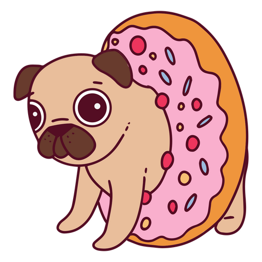Perro Pug con una rosquilla Diseño PNG