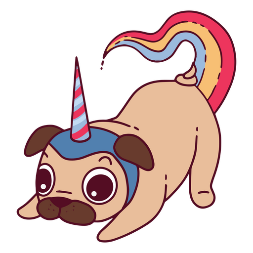 Pug usando um chapéu de unicórnio Desenho PNG