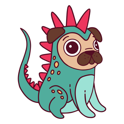 Pug de dibujos animados con púas sentado Diseño PNG