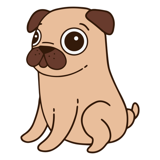 Cão pug de desenho animado sentado Desenho PNG