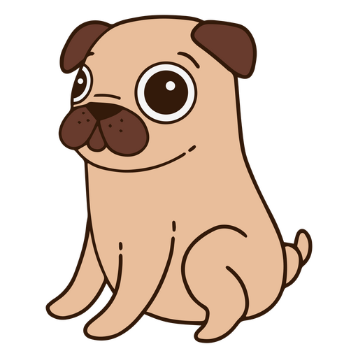 Funny cartoon pug dog sitting down PNG Design