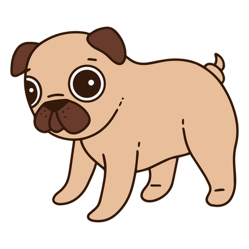 Cão pug de desenho animado em pé Desenho PNG