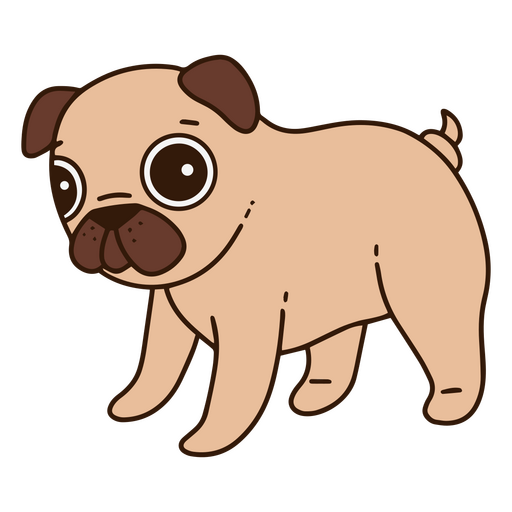 Cartoon-Mops-Hund stehend PNG-Design