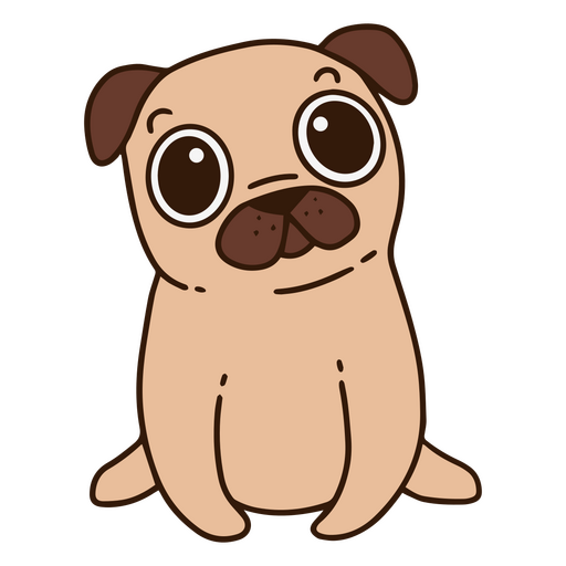 Cão pug fofo sentado Desenho PNG