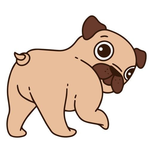 Cão pug de desenho animado andando Desenho PNG