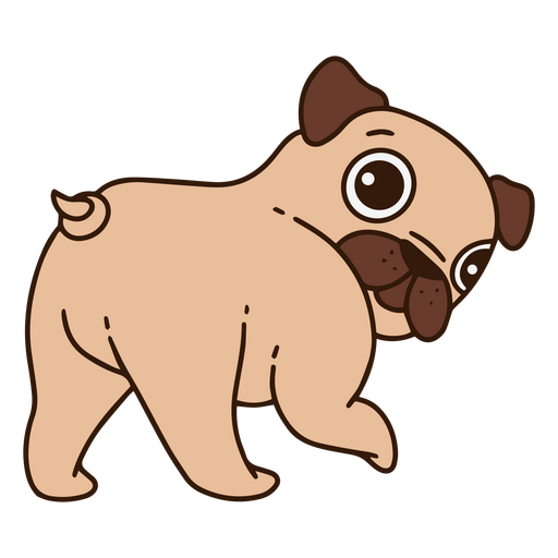 Cartoon-Mops-Hund beim Spazierengehen PNG-Design
