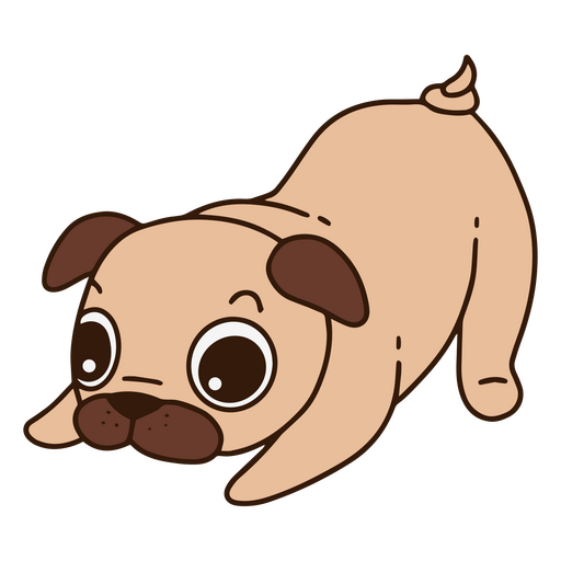 Cão pug de desenho animado deitado Desenho PNG