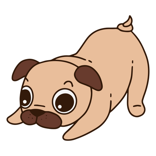Cartoon pug dog laying down PNG Design