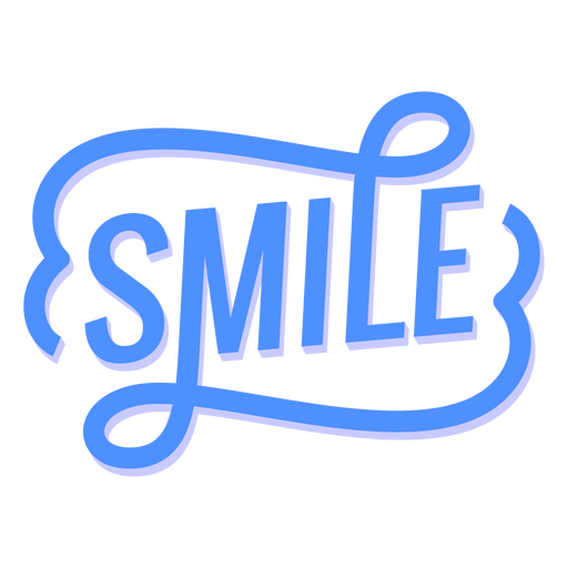 La palabra sonrisa en letras azules. Diseño PNG