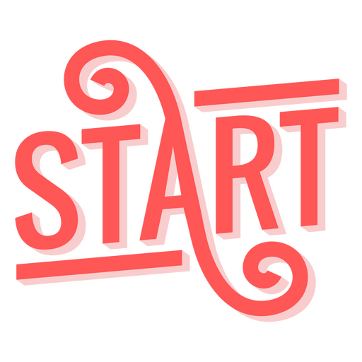 The word start in red lettering PNG Design