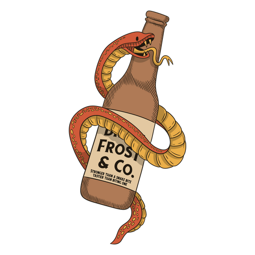 Beer bottle with a snake on it PNG Design