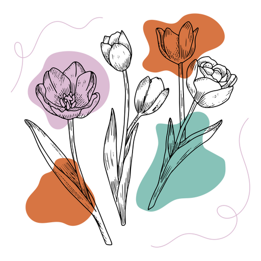 Set of hand drawn flowers PNG Design
