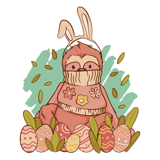 Easter bunny with easter eggs PNG Design