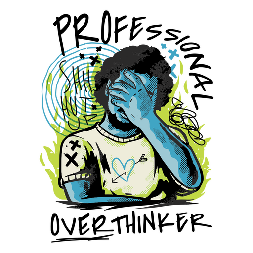 Illustration of a man covering his face with his hands PNG Design