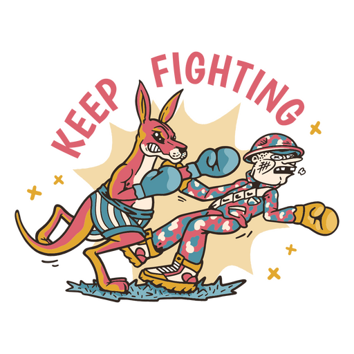 Keep fighting kangaroo PNG Design