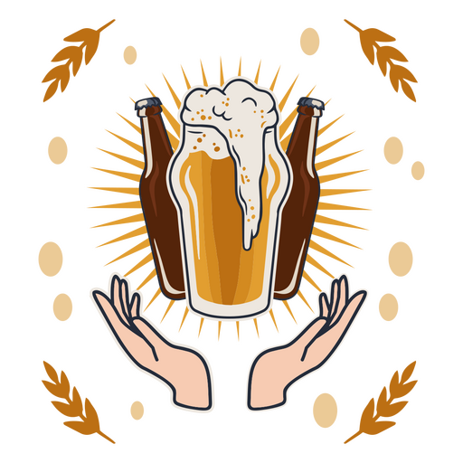 Dos manos sosteniendo un vaso de cerveza Diseño PNG