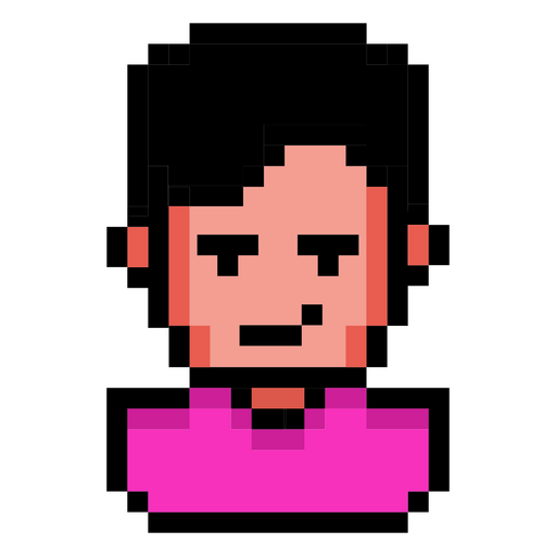 Imagen pixelada de un hombre con camiseta rosa. Diseño PNG