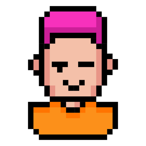 Imagem pixelada de um homem com um chapéu rosa Desenho PNG