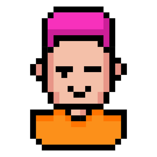 Pixelated image of a man with a pink hat PNG Design