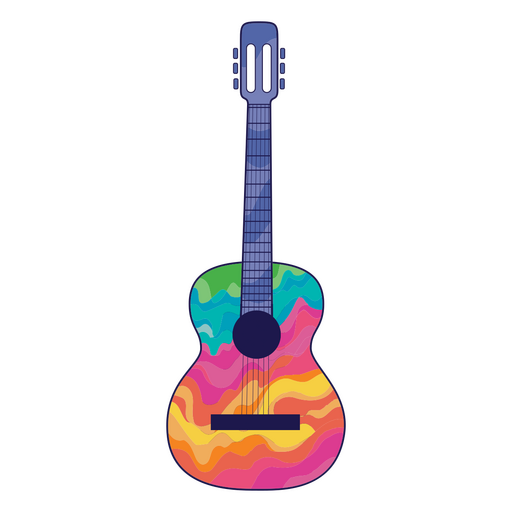 Guitarra acústica colorida Desenho PNG