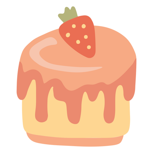 Rosa Kuchen mit einer Erdbeere obendrauf PNG-Design
