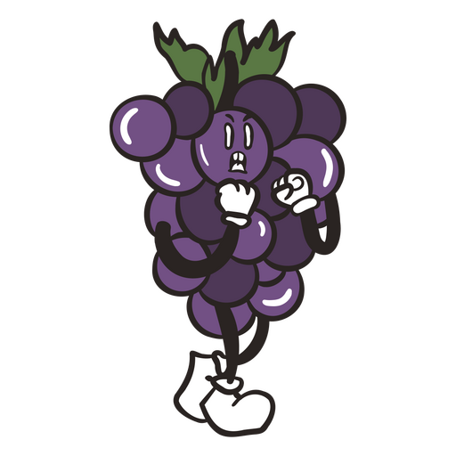Caricatura de una uva morada de pie Diseño PNG