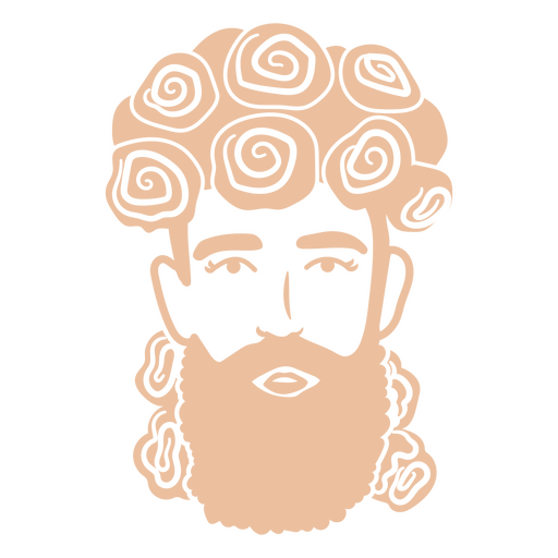 Illustration eines bärtigen Mannes mit Locken im Haar PNG-Design