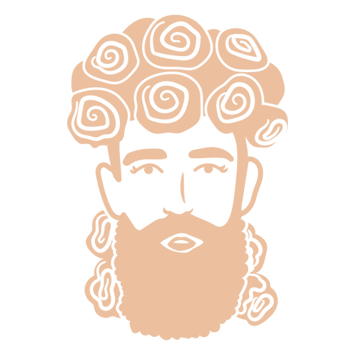 Illustration of a bearded man with curls in his hair PNG Design