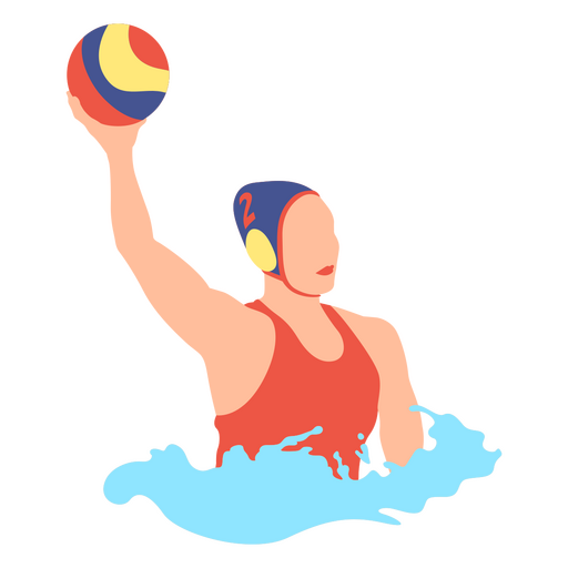 Wasserballspieler hält einen Ball im Wasser PNG-Design