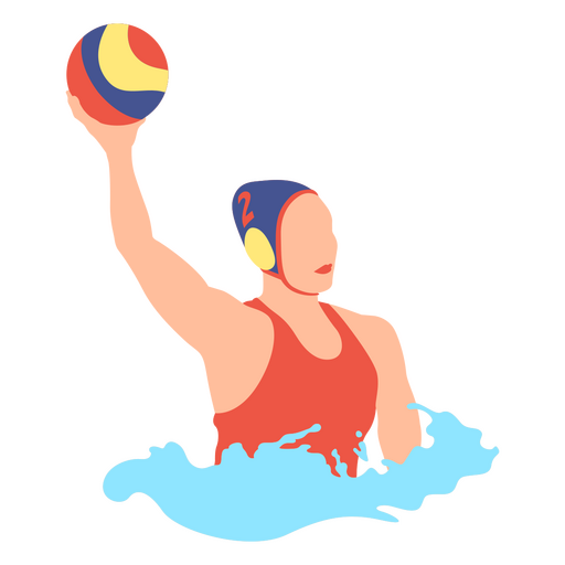 Water polo player holding a ball in the water PNG Design