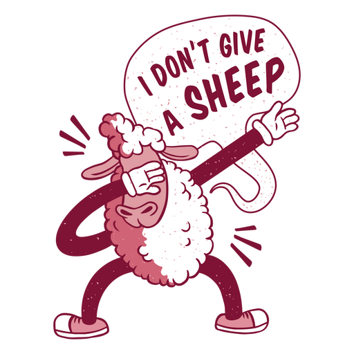 Cartoon sheep that says don't give a sheep PNG Design