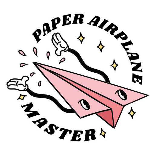 Avión de papel rosa volando Diseño PNG