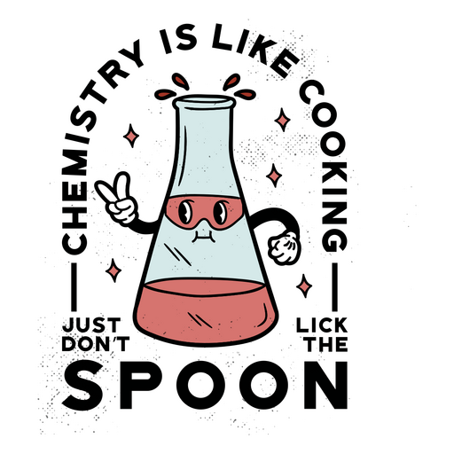 Copo de desenho animado com citação de química Desenho PNG