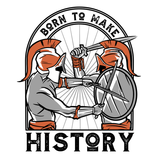 Two spartan warriors fighting with a shield PNG Design